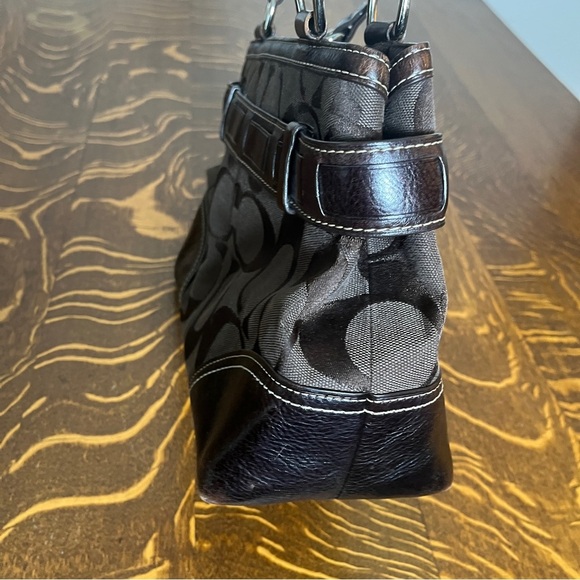 Coach Chocolate Brown Hampton Satchel with Python Snake Print Accent - Picture 9 of 14